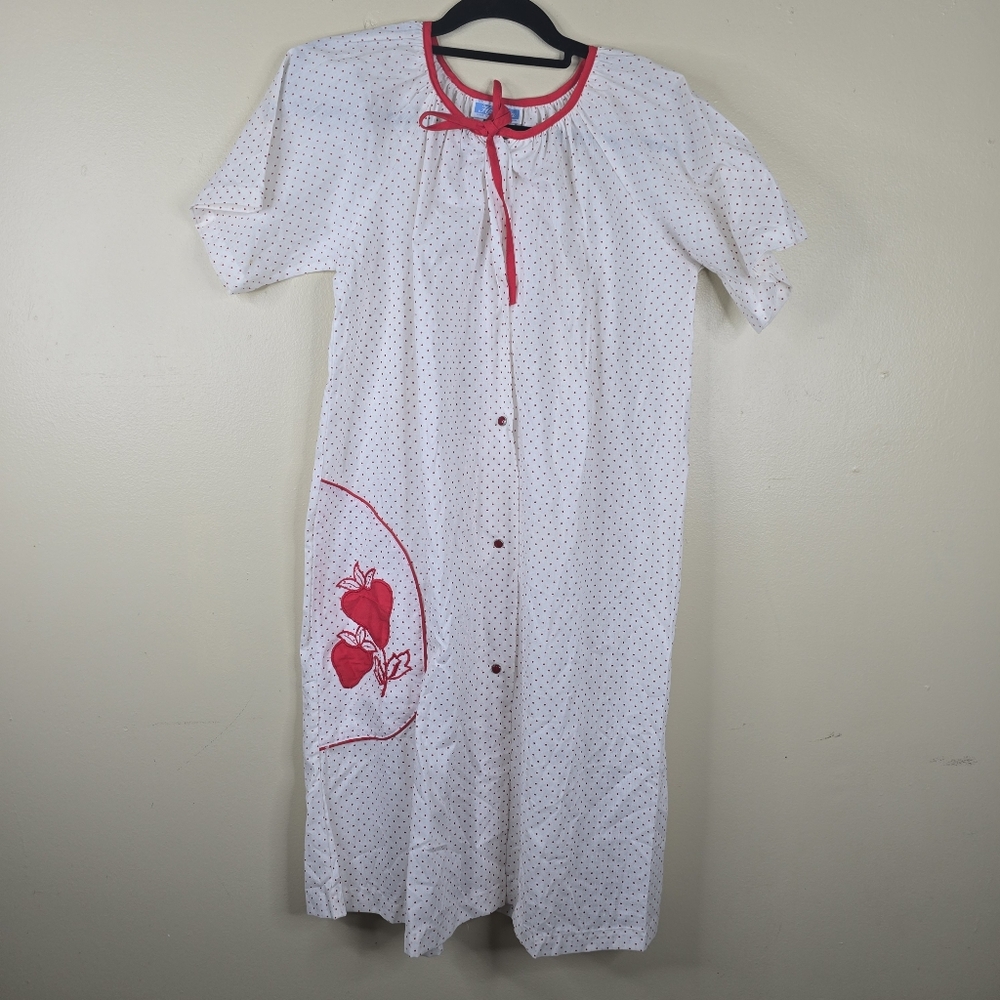 Heather vintage made in usa strawberry house coat robe patio dress size M